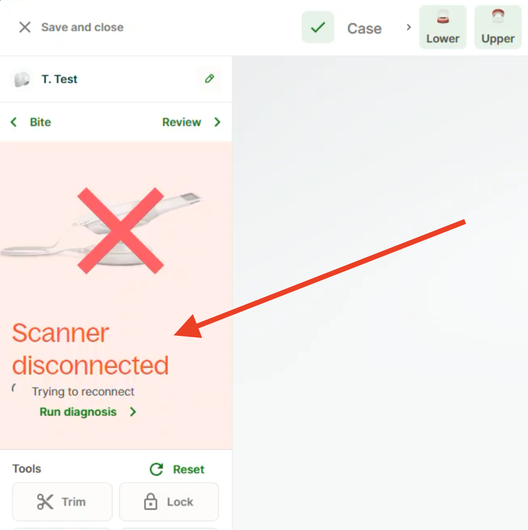 Scanner Disconnected Error Message