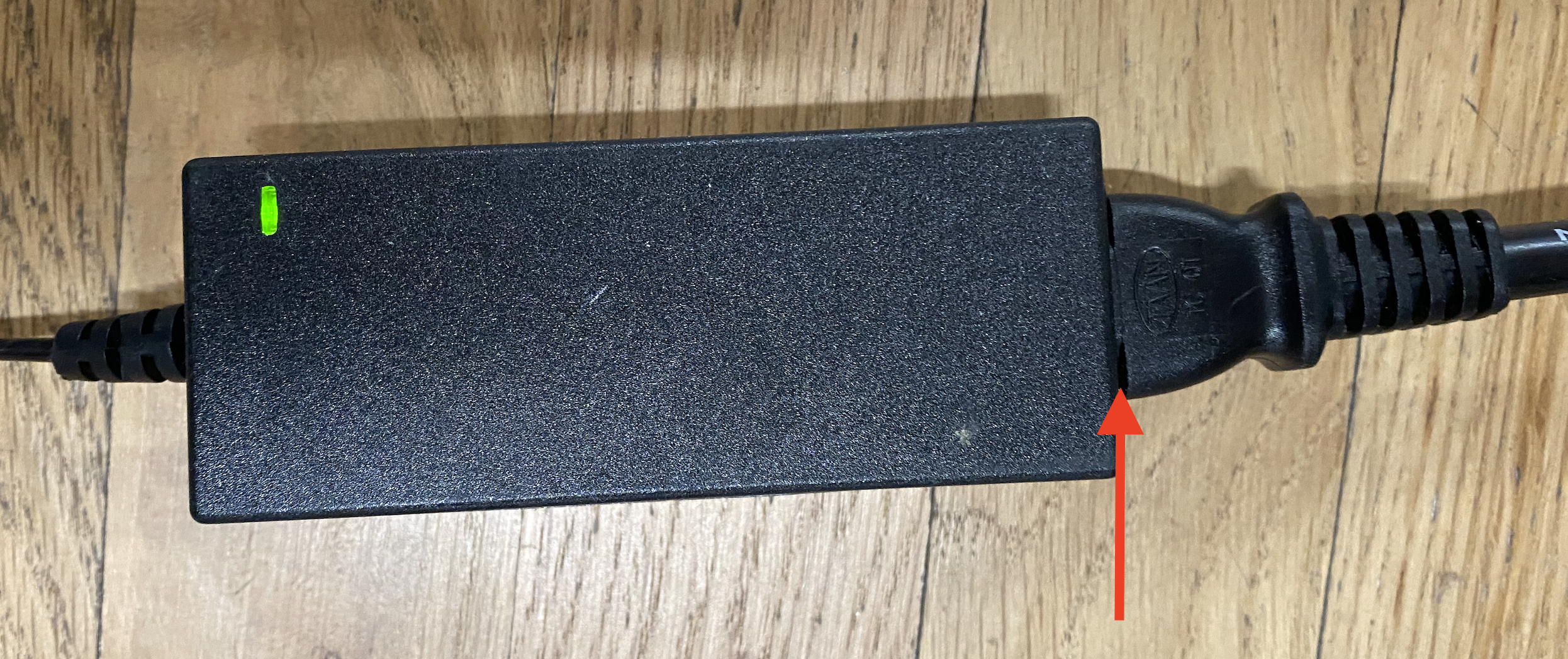 Power Brick with Green Light On